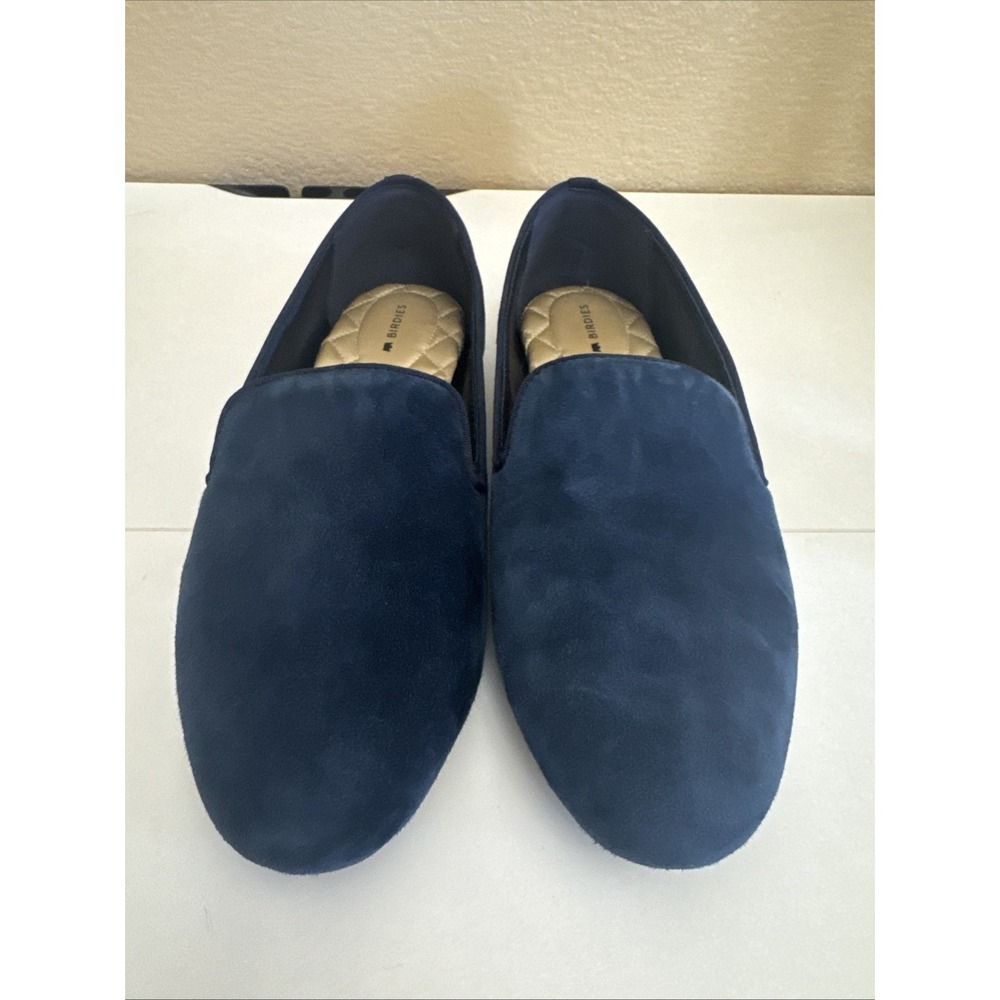 Birdies -Womens Size 11 The Heron Navy Blue Velvet Slip On Smoking Loafers